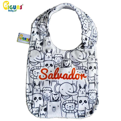 Baberos Para Bebes Personalizados Animalitos Alto Contraste