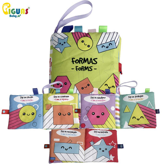 Estimula el aprendizaje de las formas en español e inglés y fomenta el reconocimiento visual.